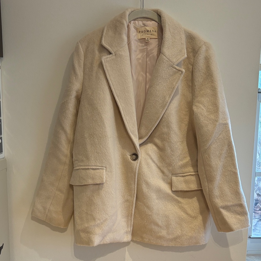 Promesa Cream Single-Button Blazer Coat